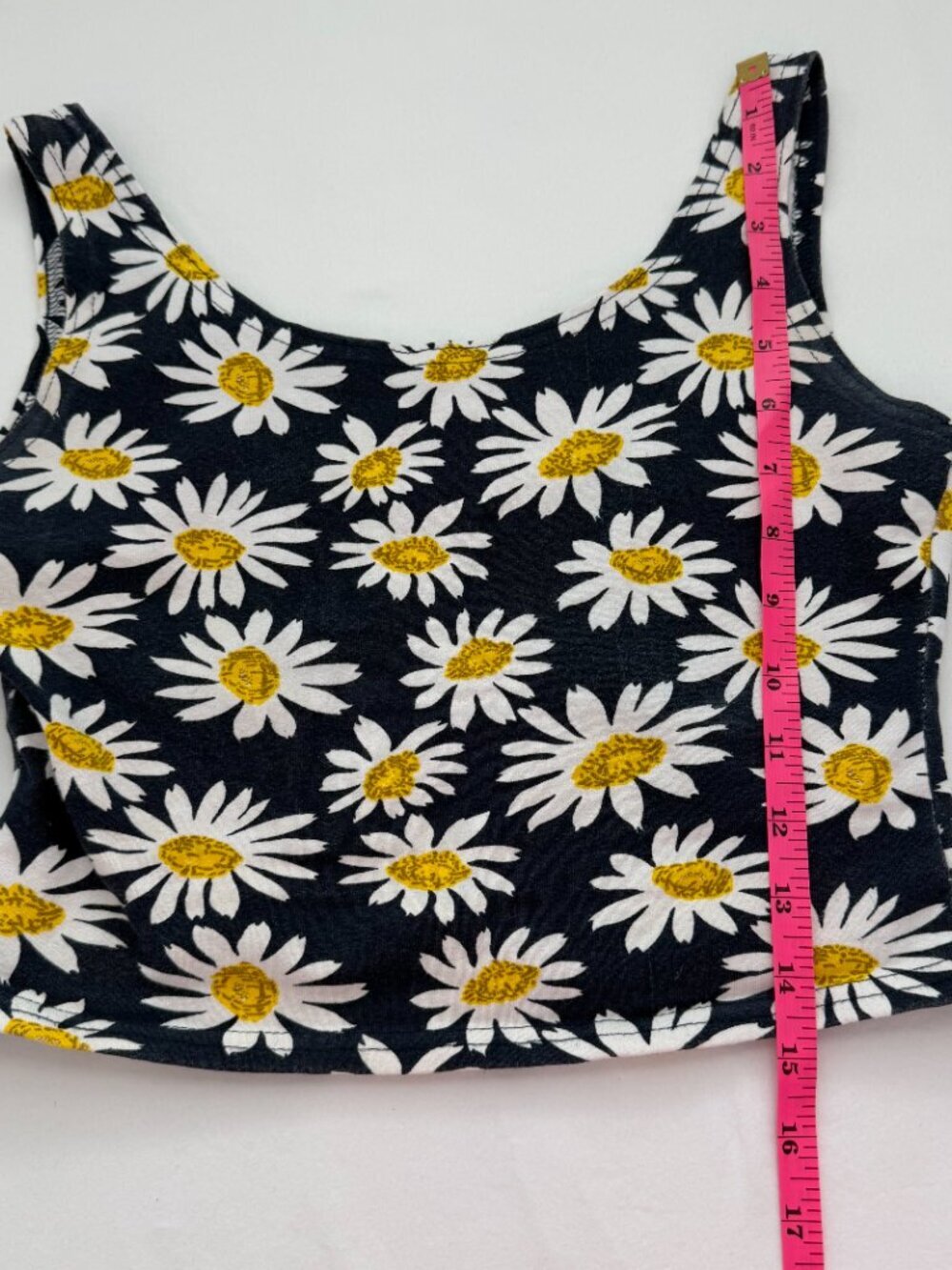 Y2K Floral Daisy Crop Top Black White Cami 90s Indie Soft Grunge Tank - Picture 2 of 5